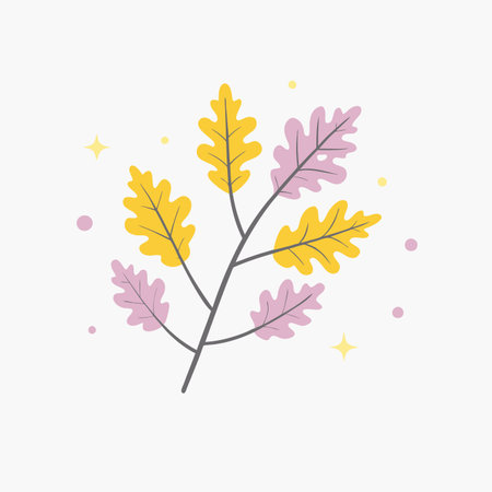 Minimalist Kermes oak tree branch on White Backgroundのイラスト素材