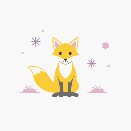 Minimalist kitsune on White Background