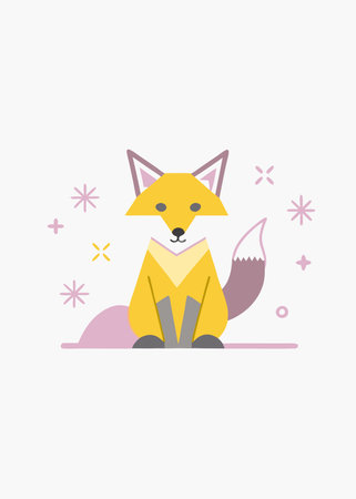 Minimalist kitsune on White Background