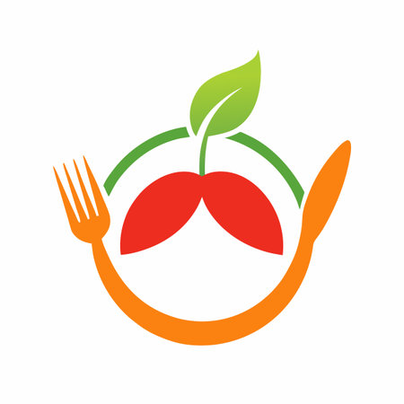 Minimalist food logo art on white backgroundのイラスト素材