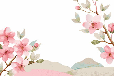 Watercolor Spring Background on whiteのイラスト素材