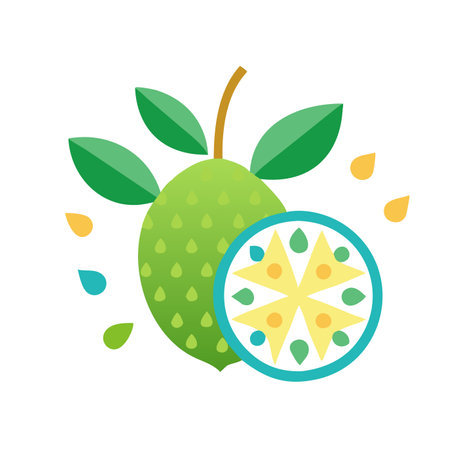Minimalist Cherimoya fruit on White Background