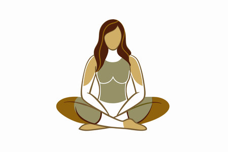 Minimalist Sitting woman body on White Backgroundのイラスト素材