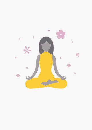 Minimalist Sitting woman body on White Backgroundのイラスト素材