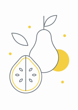 Minimalist WATER GUAVA on White Backgroundのイラスト素材