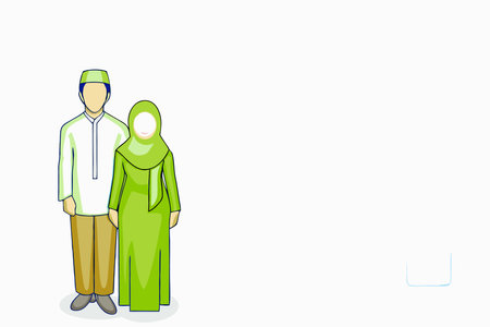 Minimalist MUSLIM PAIR on White Backgroundのイラスト素材