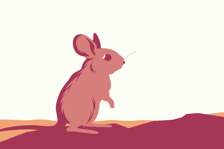 Minimalist Gerbil on White Backgroundのイラスト素材