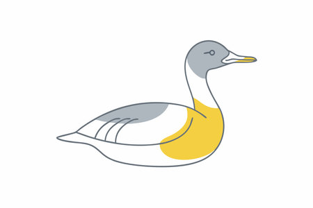 Minimalist Goosander on White Backgroundのイラスト素材