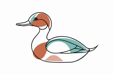Minimalist Goosander on White Backgroundのイラスト素材