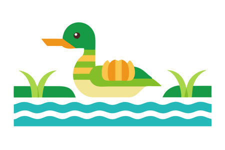 Minimalist Goosander on White Backgroundのイラスト素材