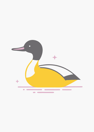 Minimalist Goosander on White Background