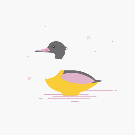 Minimalist Goosander on White Backgroundのイラスト素材