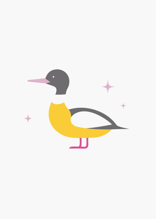 Minimalist Goosander on White Backgroundのイラスト素材