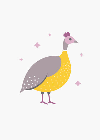 Minimalist Guinea fowl on White Backgroundのイラスト素材