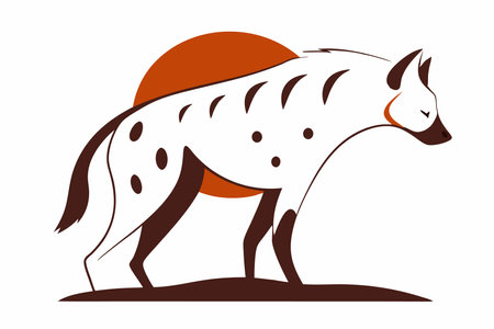 Minimalist Hyena on White Backgroundのイラスト素材