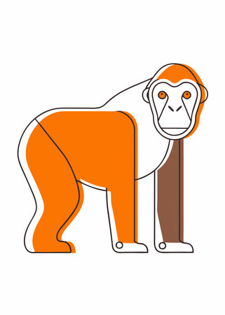 Minimalist Ape on White Background