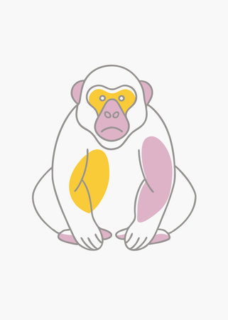 Minimalist Ape on White Background