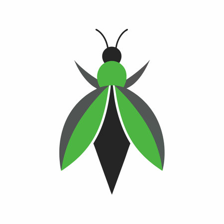 Minimalist insect logo art on white backgroundのイラスト素材