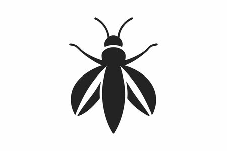 Minimalist insect logo art on white backgroundのイラスト素材