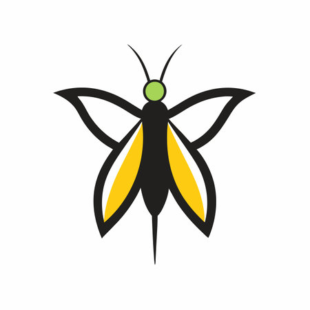 Minimalist insect logo art on white backgroundのイラスト素材