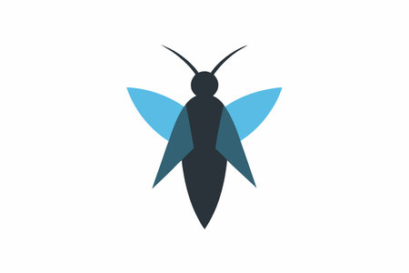 Minimalist insect logo art on white backgroundのイラスト素材