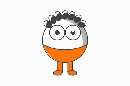 Cute boy with hair Doodle clipart on whiteのイラスト素材