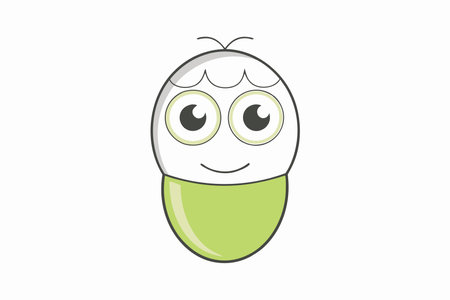 Cute boy with hair Doodle clipart on whiteのイラスト素材