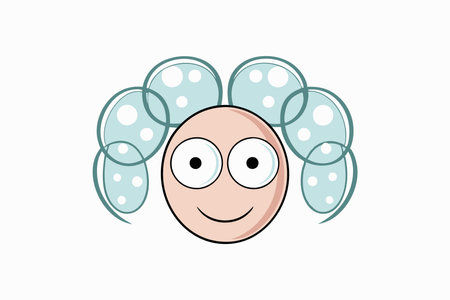 Cute girl with hair Doodle clipartのイラスト素材