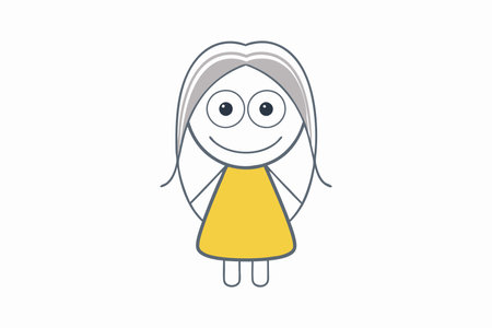 Cute girl with hair Doodle clipartのイラスト素材