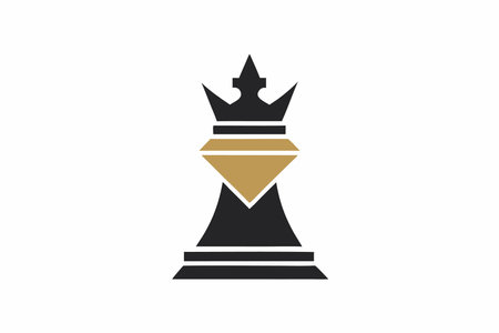 Minimalist King Chess Piece logo art on whiteのイラスト素材