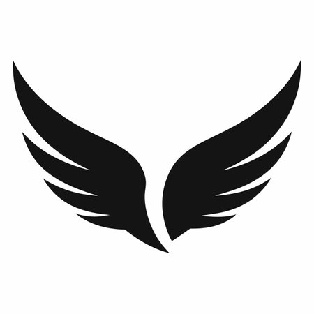 Minimalist Angel Wing logo art on whiteのイラスト素材