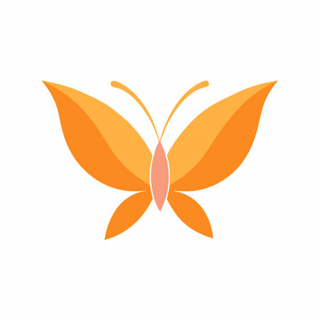 Minimalist Beautiful butterfly logo art on whiteのイラスト素材