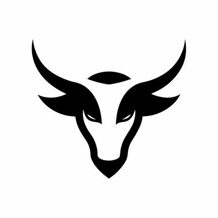 Minimalist Bull logo art on white backgroundのイラスト素材