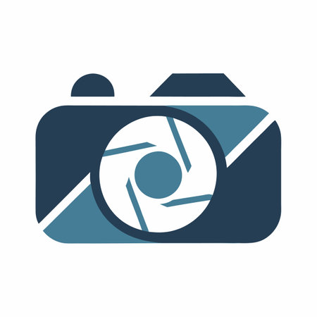 Minimalist Camera logo art on white background