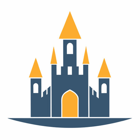 Minimalist Castle logo art on white backgroundのイラスト素材