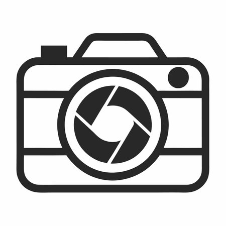 Minimalist Camera logo art on white background