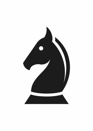 Minimalist Chess Knight logo art on whiteのイラスト素材