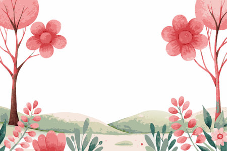 Hand painted watercolor nature on white backgroundのイラスト素材