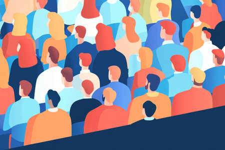 People crowd. Crowd of people in the conference hall. Vector illustrationの写真素材