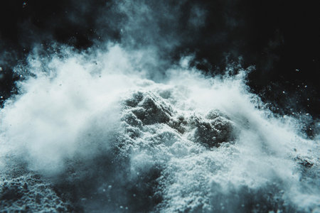 White powder explosion on black background. Color of the year 2019.の写真素材
