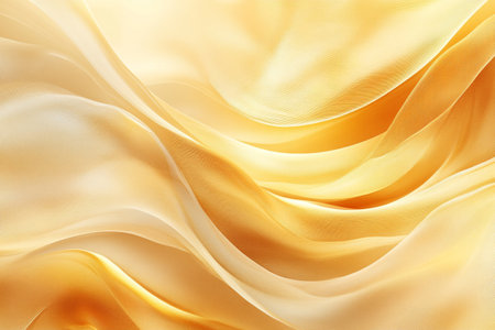 Golden satin texture background. Closeup of rippled silk fabricの写真素材