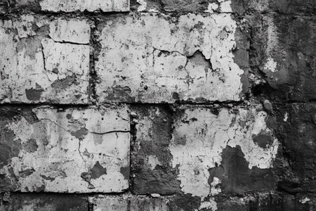Old grunge brick wall texture. Abstract background for design. Black and white.の写真素材