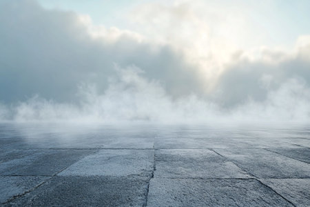 Empty square floor with cloud and sky background. 3d rendering.の写真素材
