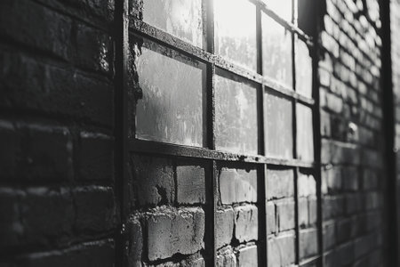 Brick wall texture. Black and white brick wall texture background.の素材