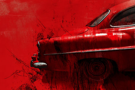Abstract illustration of a red car with paint splatters.の写真素材