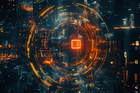 Abstract glowing circle background. Technology and innovation concept. 3D Renderingの写真素材