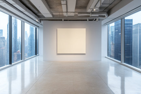 modern gallery interior with empty poster on the wall, 3d renderingの素材