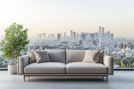 Modern bright interiors 3D rendering illustration mockup computer generated imageの写真素材