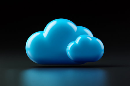 3D render of blue cloud on dark background. Cloud computing conceptの写真素材