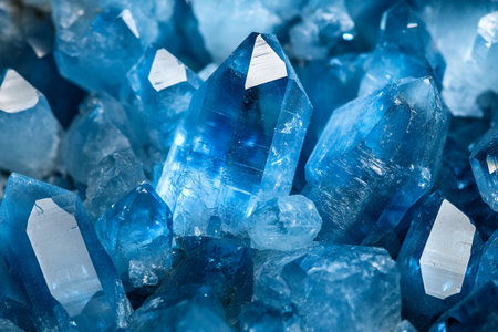 blue quartz semigem geode crystals geological mineral closeup backgroundの写真素材